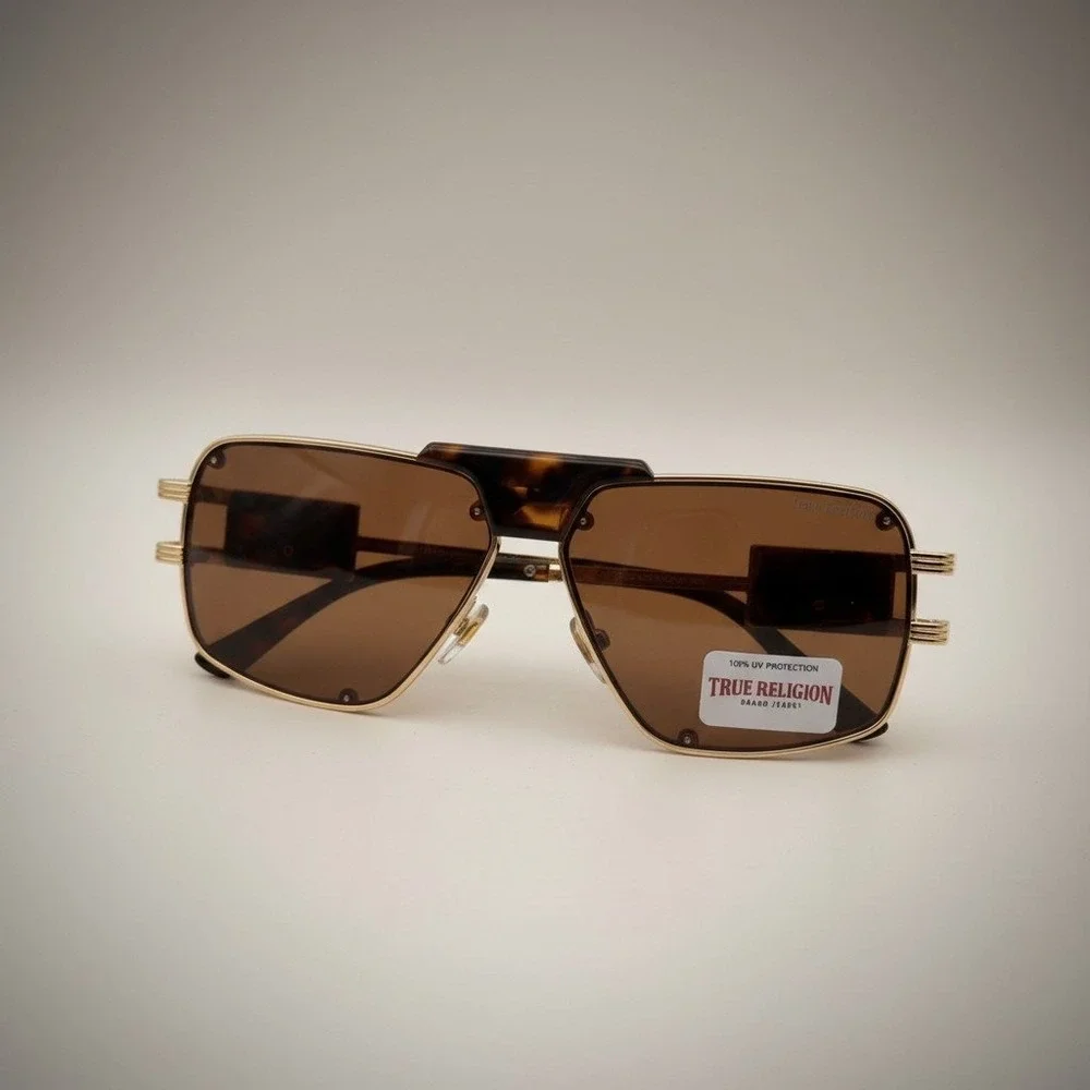 True‎ Religion Gold and Brown Sunglasses